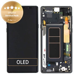 Samsung Galaxy Note 9 N960U - LCD zaslon + zaslon osjetljiv na dodir + okvir (ponoćno crna) - GH97-22269A, GH97-23737A, GH97-22270A Originalni servisni paket