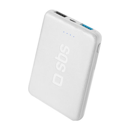 SBS - PowerBank 5000 mAh, 2x USB 2,1A, 1A, bela