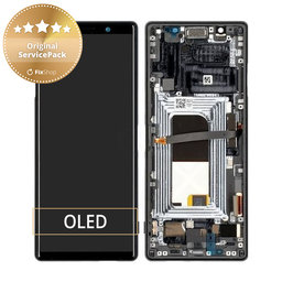 Sony Xperia 5 - LCD + zaslon osjetljiv na dodir + okvir (crni) - 1319-9383 Originalni servisni paket