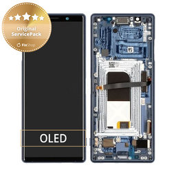 Sony Xperia 5 - LCD + zaslon osjetljiv na dodir + okvir (plavi) - 1319-9384 Originalni servisni paket