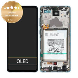 Samsung Galaxy A72 A725F, A726B - LCD zaslon + zaslon osjetljiv na dodir + okvir + baterija (Fantastična plava) - GH82-25541B, GH82-25542B Originalni servisni paket