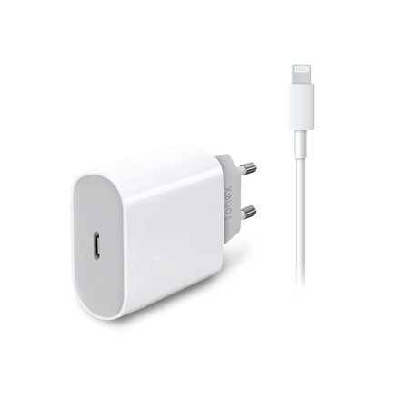 Fonex - USB-C Polnilni Adapter + USB-C / Lightning Kabel, 20W, bel