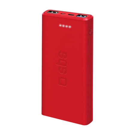 SBS - PowerBank 10 000 mAh, 2x USB 2,1A, rdeča