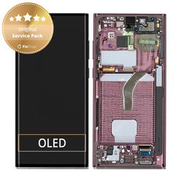 Samsung Galaxy S22 Ultra S908B - LCD zaslon + zaslon osjetljiv na dodir + okvir (bordo) - GH82-27488B, GH82-27489B Originalni servisni paket