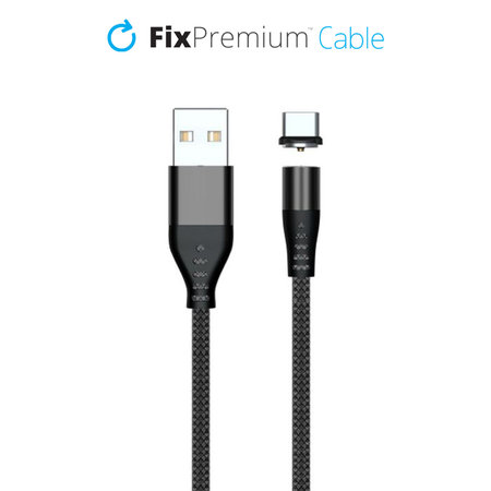 FixPremium - USB-C / USB magnetni kabel (1m), crni