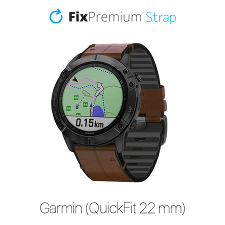 FixPremium - Kožni remen za Garmin (QuickFit 22 mm), smeđi