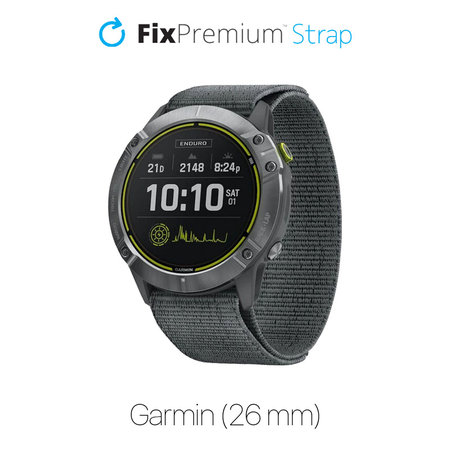 FixPremium - Najlonski remen za Garmin (26 mm), sivi