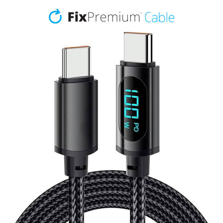 FixPremium - USB-C / USB-C kabel s funkcijom napajanja (1 m), crni