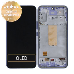 Samsung Galaxy A54 5G A546B - LCD zaslon + zaslon osjetljiv na dodir + okvir (svijetlo ljubičasto) - GH82-31231D, GH82-31232D Originalni servisni paket