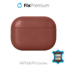 FixPremium - Kožna torbica za AirPods Pro 2, smeđa