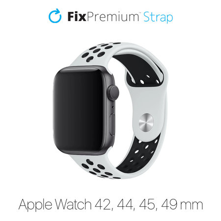 FixPremium - Silikonski sportski remen za Apple Watch (42, 44, 45 & 49 mm), bijeli