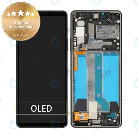 Sony Xperia 10 IV XQCC54 - LCD zaslon + zaslon osjetljiv na dodir + okvir (crni) - A5047173A Originalni servisni paket