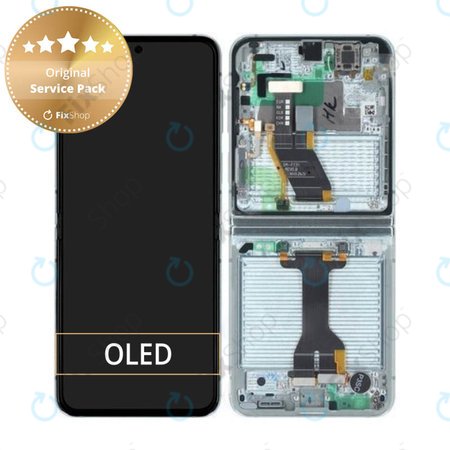 Samsung Galaxy Z Flip 5 F731B - LCD zaslon + zaslon osjetljiv na dodir + okvir (Mint) - GH82-31828D, GH82-31827D Genuine Service Pack