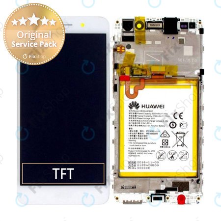 Huawei Y6 II CAM-L21 - LCD zaslon + steklo na dotik + okvir + baterija (White) - 02350VRS Genuine Service Pack