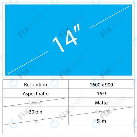 14 LCD Slim Matte 30 pin HD+