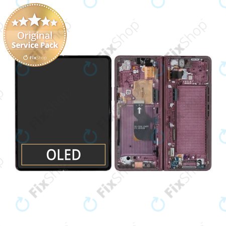 Samsung Galaxy Z Fold 4 F936B - LCD zaslon + steklo na dotik + okvir (Burgundy) - GH82-29461D, GH82-29462D Genuine Service Pack