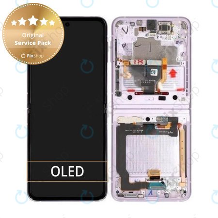 Samsung Galaxy Z Flip 3 F711B - LCD zaslon + zaslon osjetljiv na dodir + okvir (lavanda) - GH82-26273D Originalni servisni paket