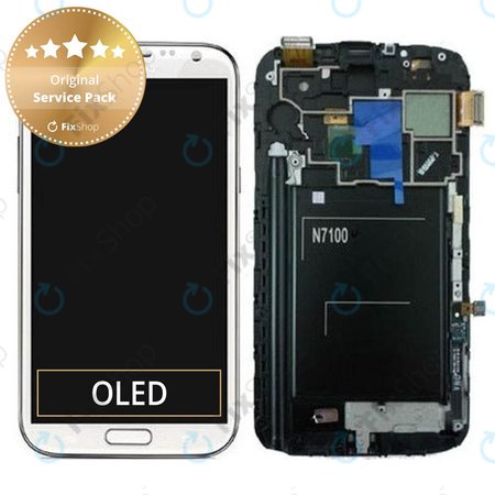 Samsung Galaxy Note 2 N7100 - LCD zaslon + zaslon osjetljiv na dodir + okvir (mramorno bijeli) - GH97-14112A Originalni servisni paket