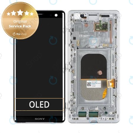 Sony Xperia XZ3 - LCD zaslon + steklo na dotik + okvir ( Silver White) - 1315-5027 Genuine Service Pack