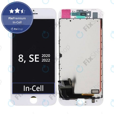 Apple iPhone 8, SE (2020), SE (2022) - LCD zaslon + zaslon osjetljiv na dodir + okvir (bijeli) In-Cell FixPremium