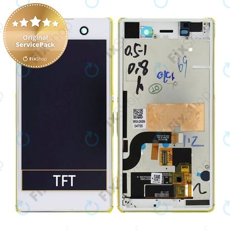 Sony Xperia M5 E5603 - LCD zaslon + steklo na dotik + okvir (White) - 191HLY0004B-WCS Genuine Service Pack