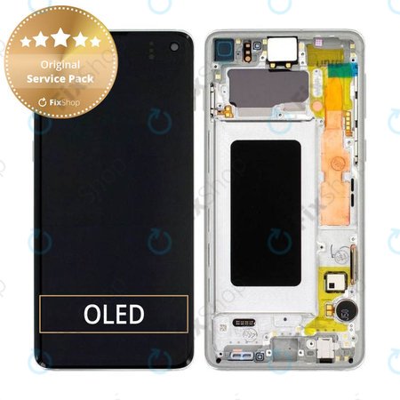 Samsung Galaxy S10 G973F - LCD zaslon + zaslon osjetljiv na dodir + okvir (Prism White) - GH82-18850B, GH82-18835B Originalni servisni paket